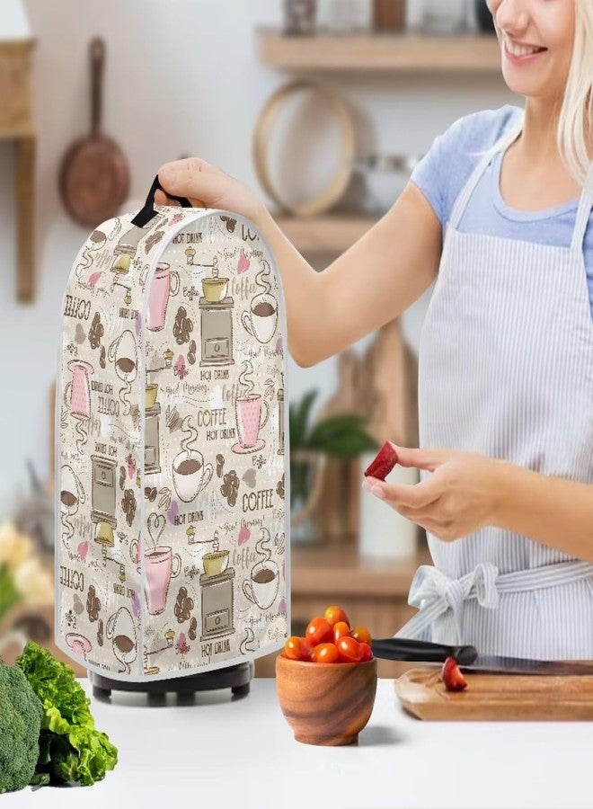 Talayituse Coffee Print Blender Dust Cover with Handle, Stand Mixer or Coffee Maker Appliance Cover Anti Fingerprint Dust Proof Stain Resistant Blender Cover for Home Kitchen - Image 3